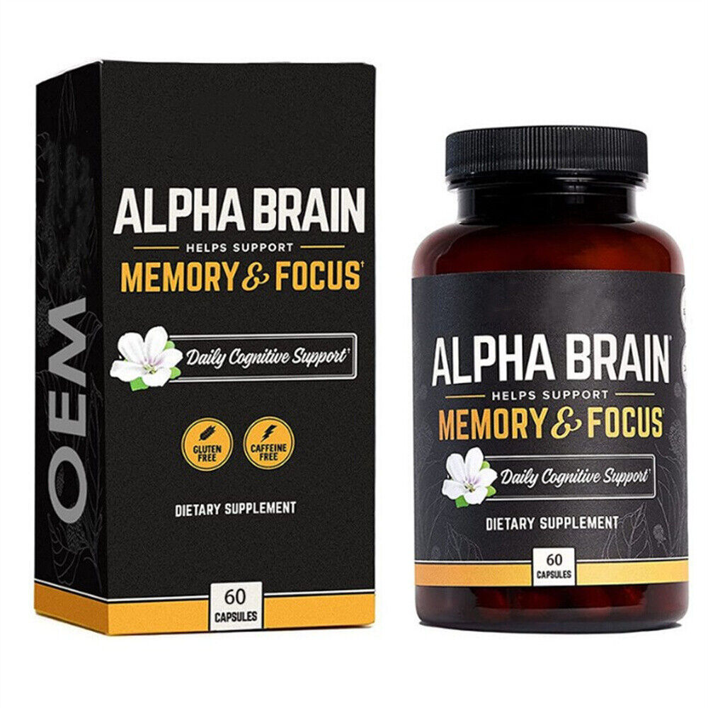 Alpha Brain Memory & Focus 60 Capsules Supplement for Men & Women .