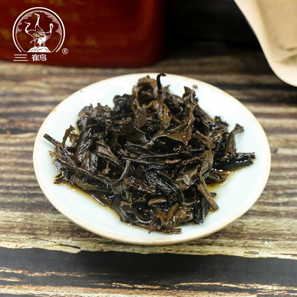 Three Cranes Sanhe  Liu Bao Tea Dark Tea Heicha Wuzhou Teas Red Jar 200g