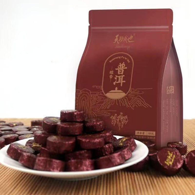 500g Yunnan Ripe Puerh Tea Pu-erh Cooked Tea Bag Package Small Pu'er Tea Cake Main image