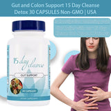 Gut and Colon Support 15 Day Cleanse Detox 30 CAPSULES Non-GMO