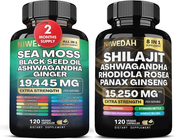 Sea Moss Bundle Black Seed Multivitamin & Shilajit Power Combo USA