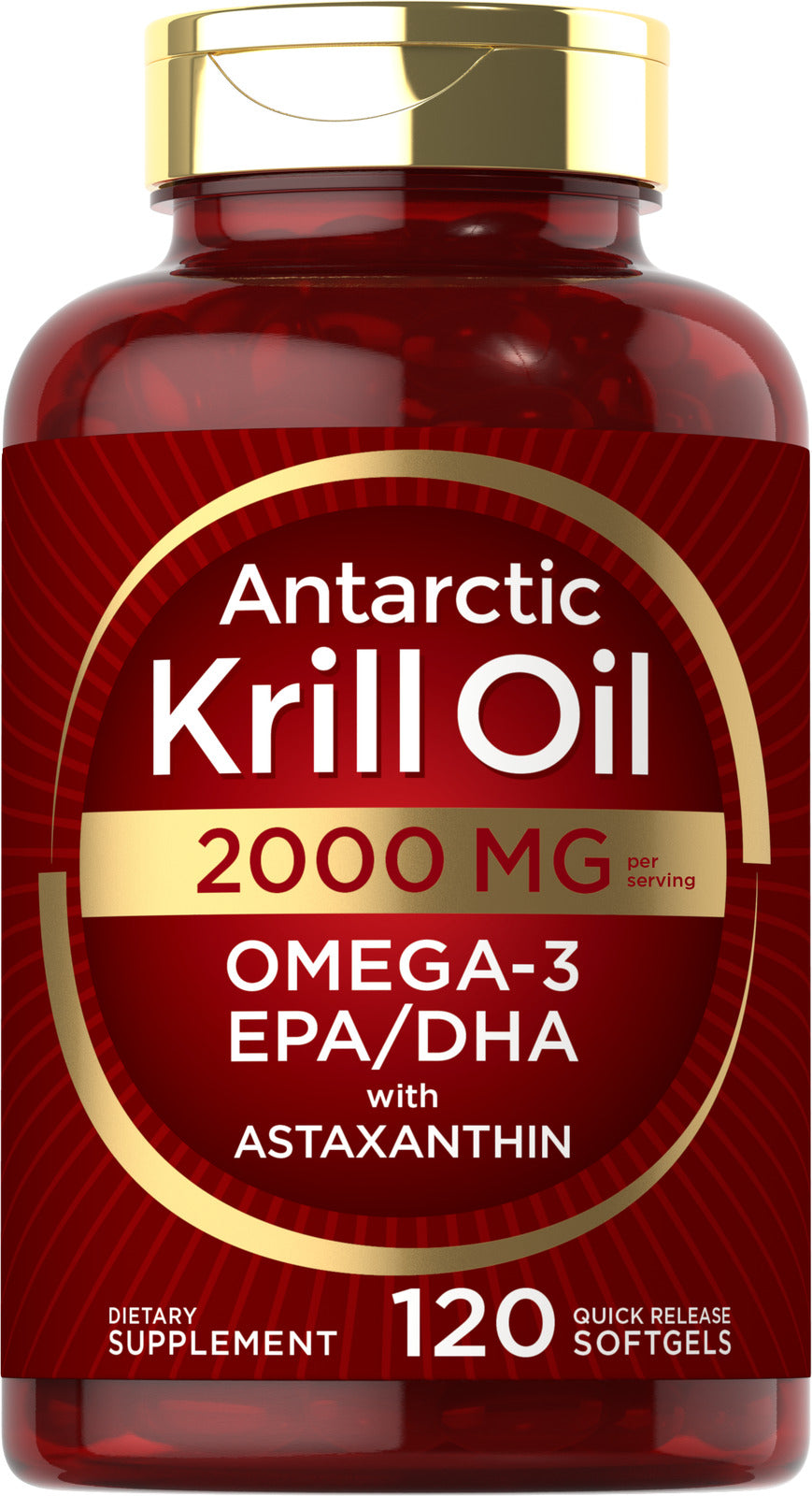 Antarctic Krill Oil 2000 mg 120 Softgels | Omega-3 EPA, DHA, with Astaxanthin Main image