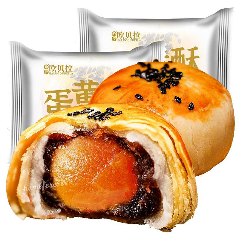 6 Pieces Bibizan Oubeila Egg Yolk Pastry Snacks 比比赞欧贝拉蛋黄酥 Main image