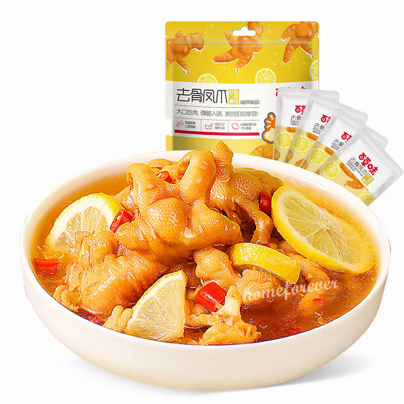110g x 2 Bags Baicaowei Lemon Flavor Chicken Feet Snacks Without Bone 百草味去骨凤爪柠檬味 Main image