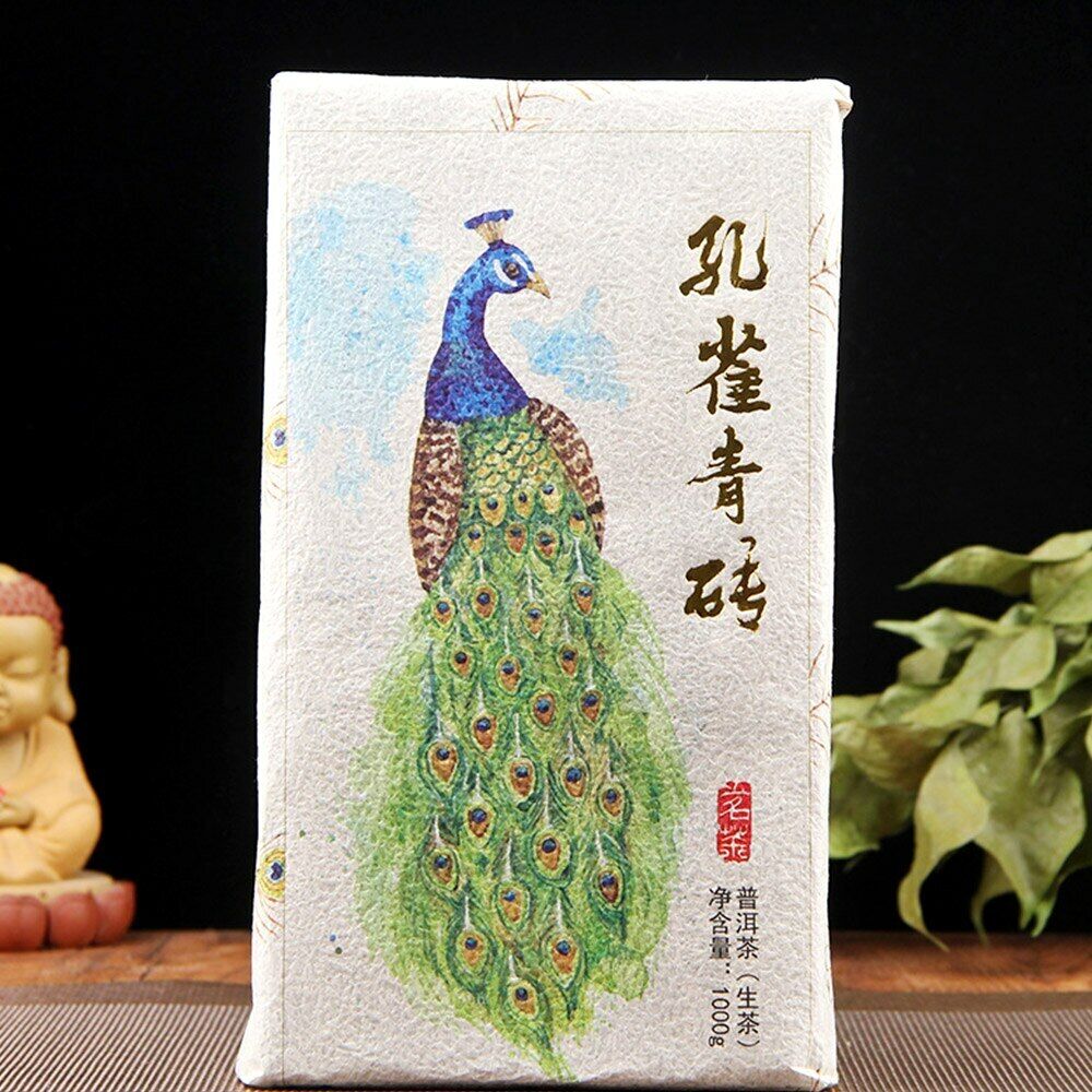 Peacock Green Brick Raw Puer Tea Yunnan Ancient Tree Sheng Puerh 1000g