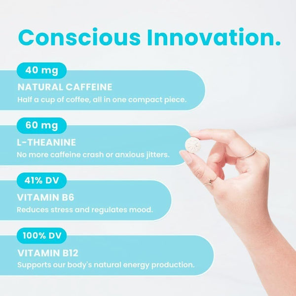 Nootropic Energy Caffeine Mints | 40mg Koffein + 60mg L-Theanin +