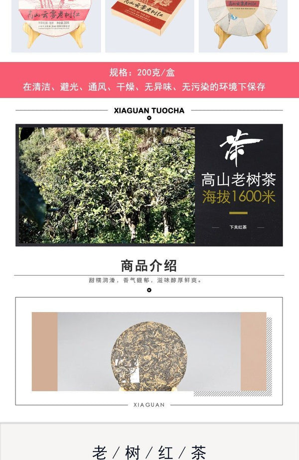 TeaXiaguan Yunnan Kung Fu Dian Hong Red Tea Old Tree Black Tea Dianhong 200g