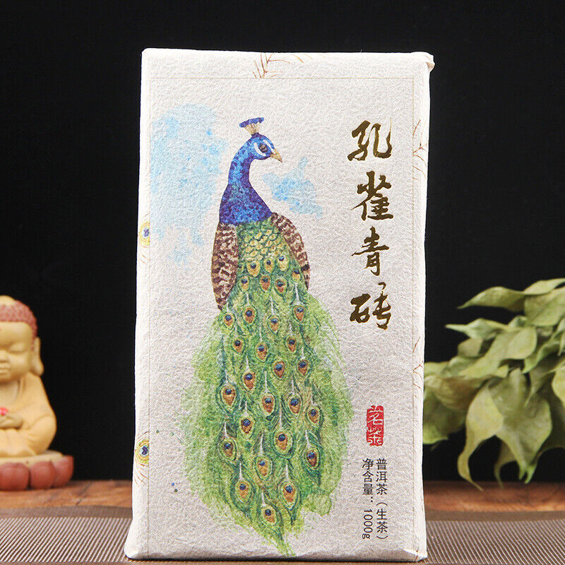 Peacock Green Brick Raw Puer Kong Que Qing Zhuan Shen Puer Tea Brick 1000g Secondary image