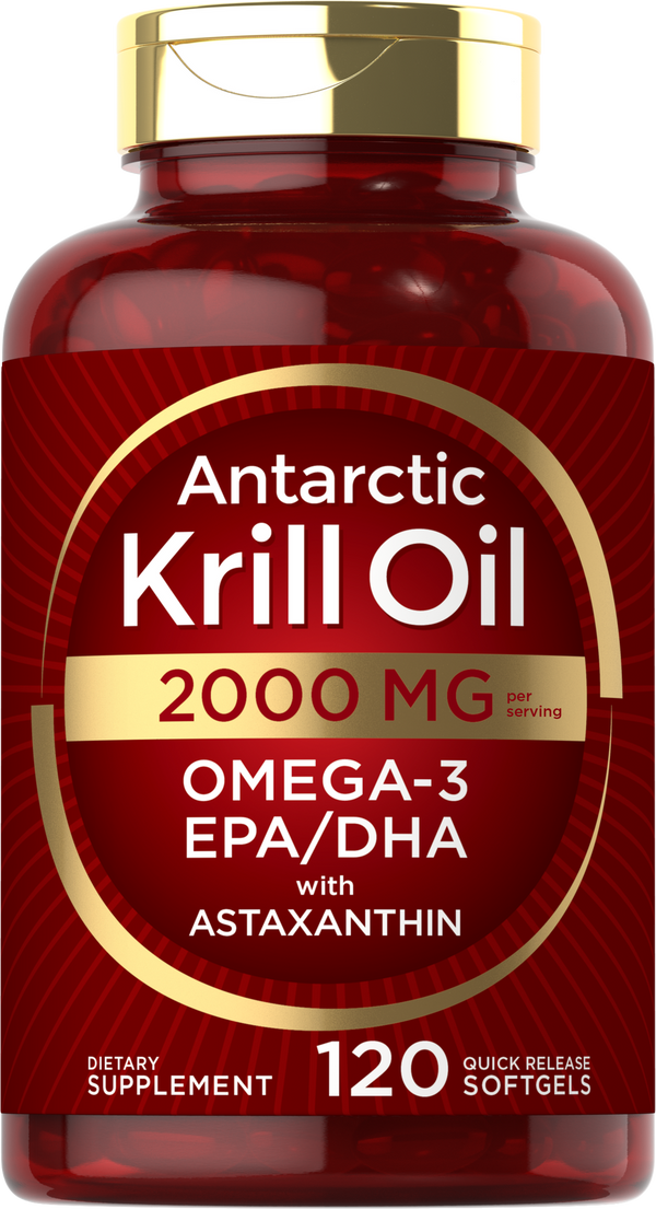 Antarctic Krill Oil 2000 mg 120 Softgels | Omega-3 EPA, DHA, with Astaxanthin