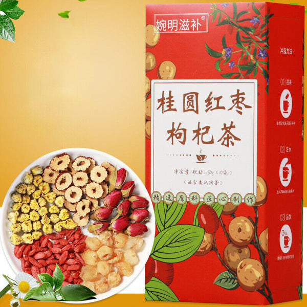 150g Longan + Red Jujube+Chinese Wolfberry Herbal Tea Natural Herbs Tea Benefits