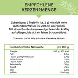 Bio Matcha Pulver Tee 250g | Premium Matchapulver | 100% ohne Zusätze | Grüntee