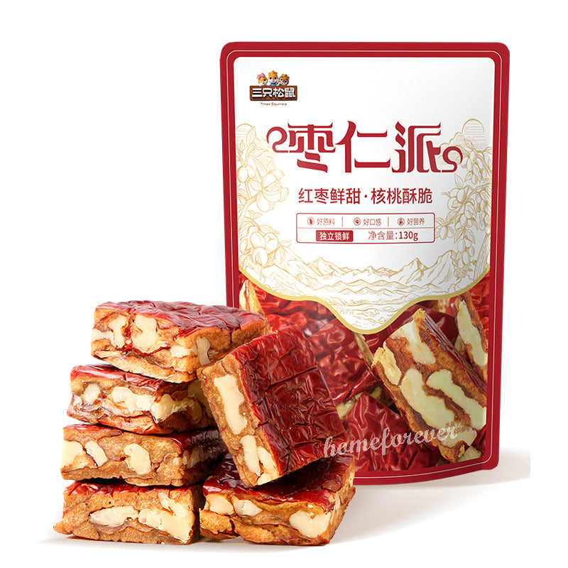 130g x 2 Bags Three Squirrels Jujube with Walnut Kernel Snacks 三只松鼠枣仁派
