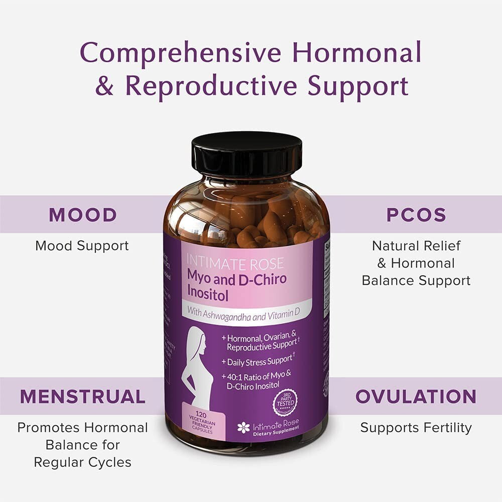 Myo-Inositol Supplement for PCOS with Ashwagandha and Vitamin D - 120 Capsules