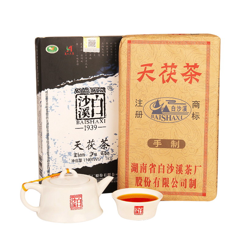 BAI SHA XI Tian Fu Cha Anhua Dark Tea Golden Flowers Fucha Brick Fu Zhuan 1000g