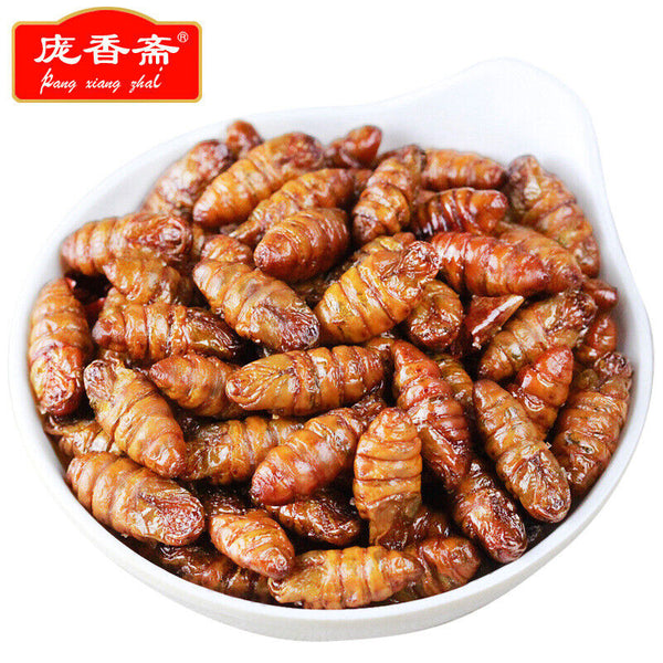 80g*2bags Fried Silkworm Pupa Instant Crispy Silkworm Pupa Snack Chinese Food 蚕蛹