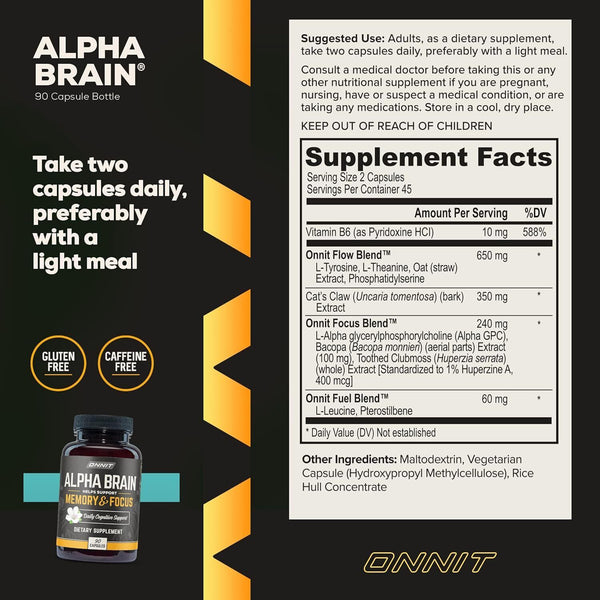 Alpha Brain Memory & Focus 60 Kapseln, Exp 2025, kostenloser schneller Versand