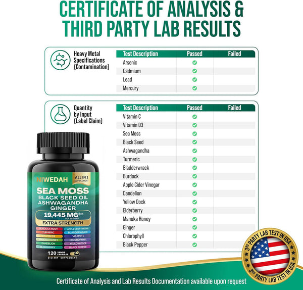 Dynamic Vitality Bundle Sea Moss Black Seed Oil 120 Veggie Capsules+Shilajit