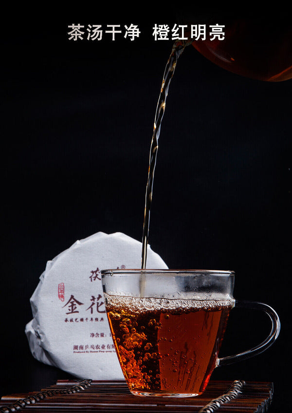 Hunan Anhua BaiLiang Cha Bing Bai Liang Golden Flower Dark Tea Hua Juan Tea 120g