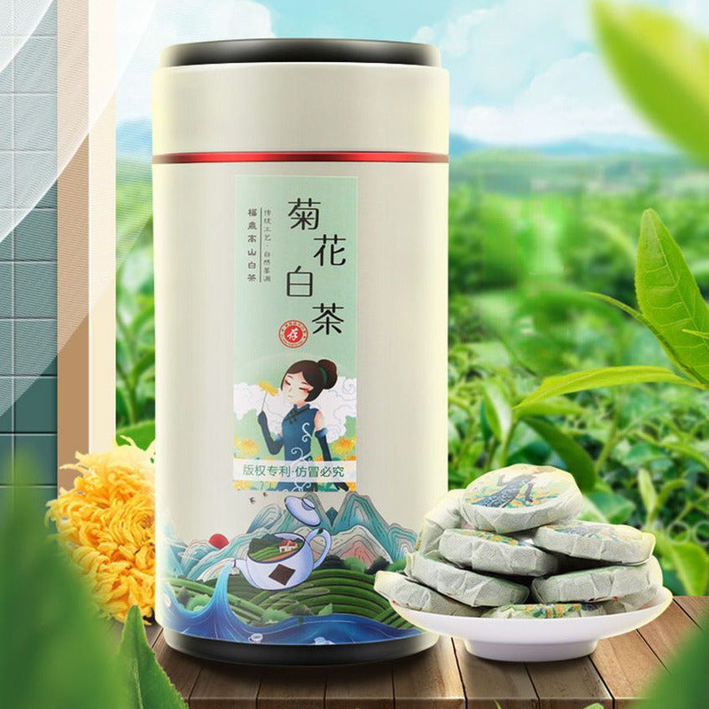 250g Chrysanthemum White Tea Cake Fuding Organic White Tea Herbal Tea Benefits Main image