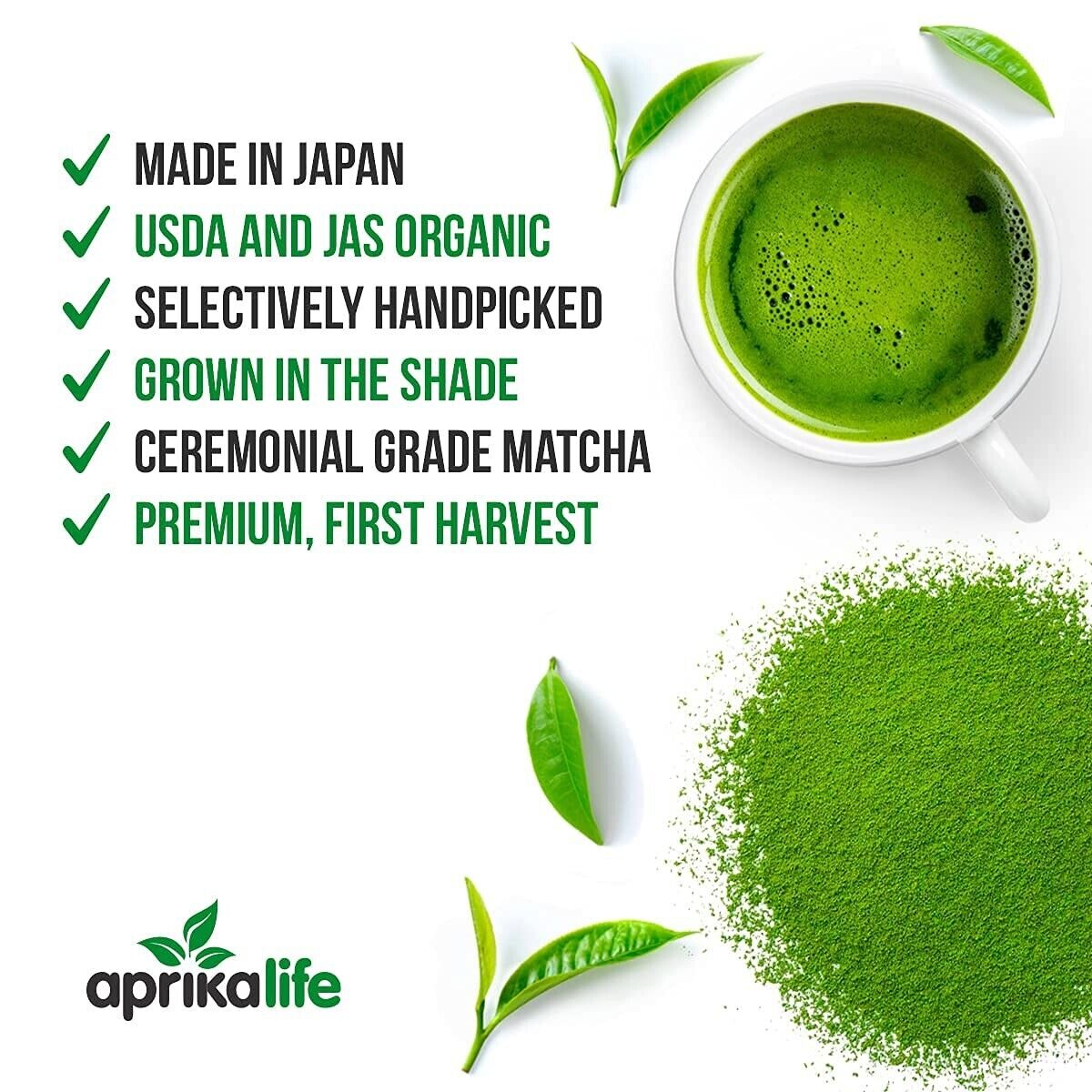 100% Pure Ceremonial Japanese Matcha Green Tea Powder, Organic nonGMO Vegan, 80g Main image