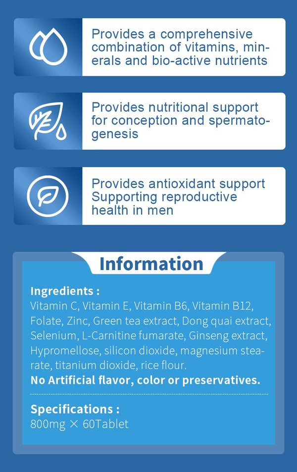 Organic Herbal MACA & Ginseng for Male Health Men’s Fertility Tablets Premium