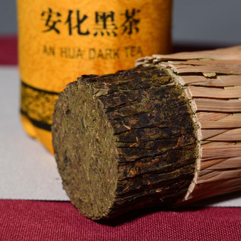 Anhua Shi Liang Tea Ten Tael Hua Juan Dark Tea Hei Cha in Bamboo Basket 362.5g Main image