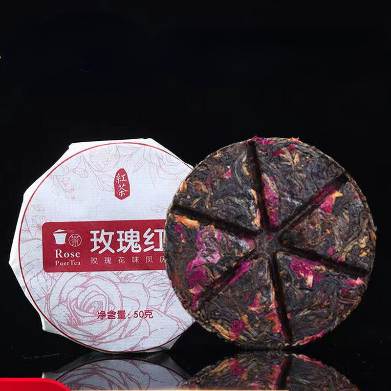 100g Fengqing Rose Black Tea Cake Yunnan Dianhong Flower Tea Organic Roselle Tea Main image