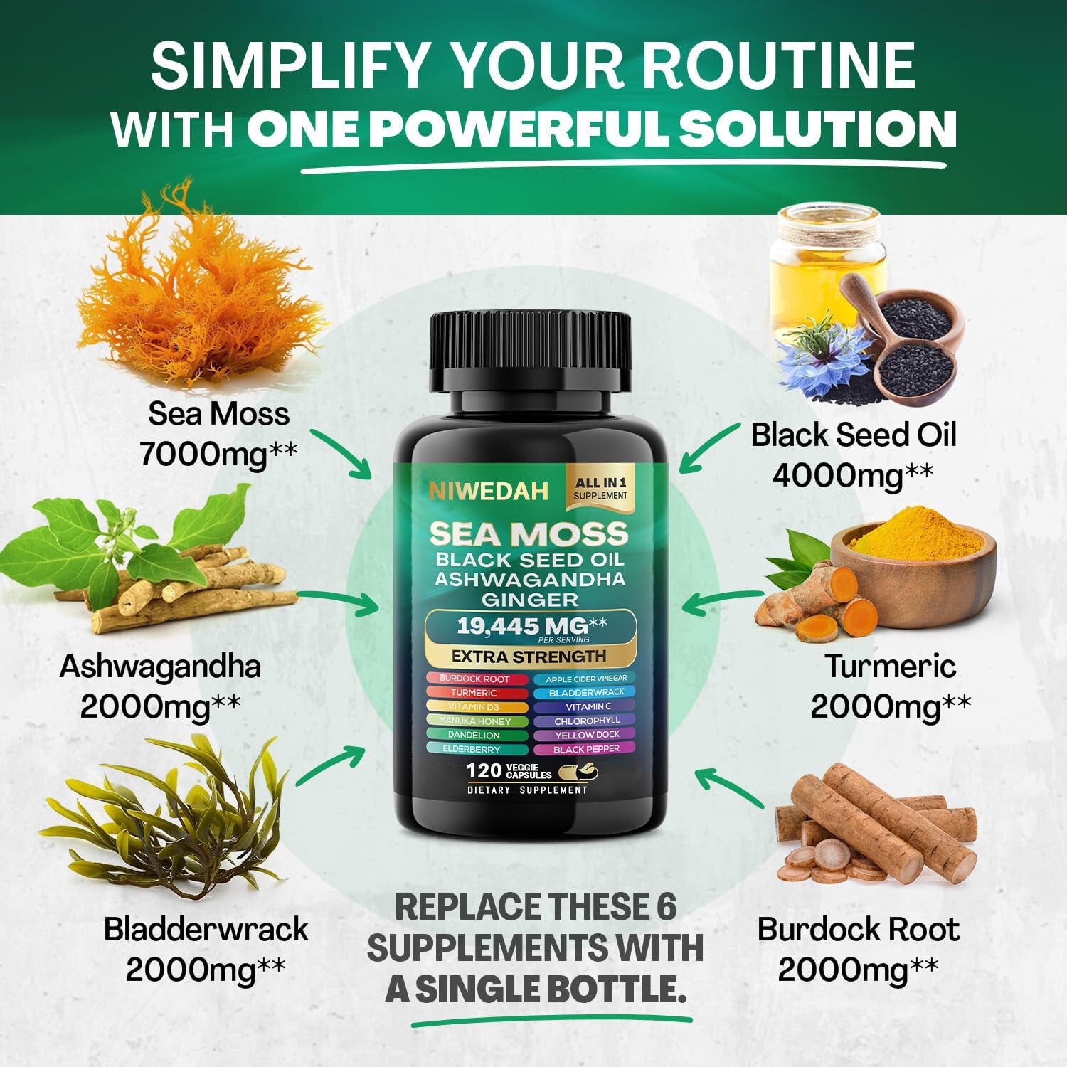 Dynamic Vitality Bundle Sea Moss Black Seed Oil 120 Veggie Capsules+Shilajit