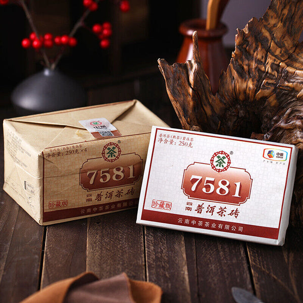 Top CHINATEA Brand Classic 7581 Pu-erh Tea Brick 250g Ripe Puer Pu'er Brick
