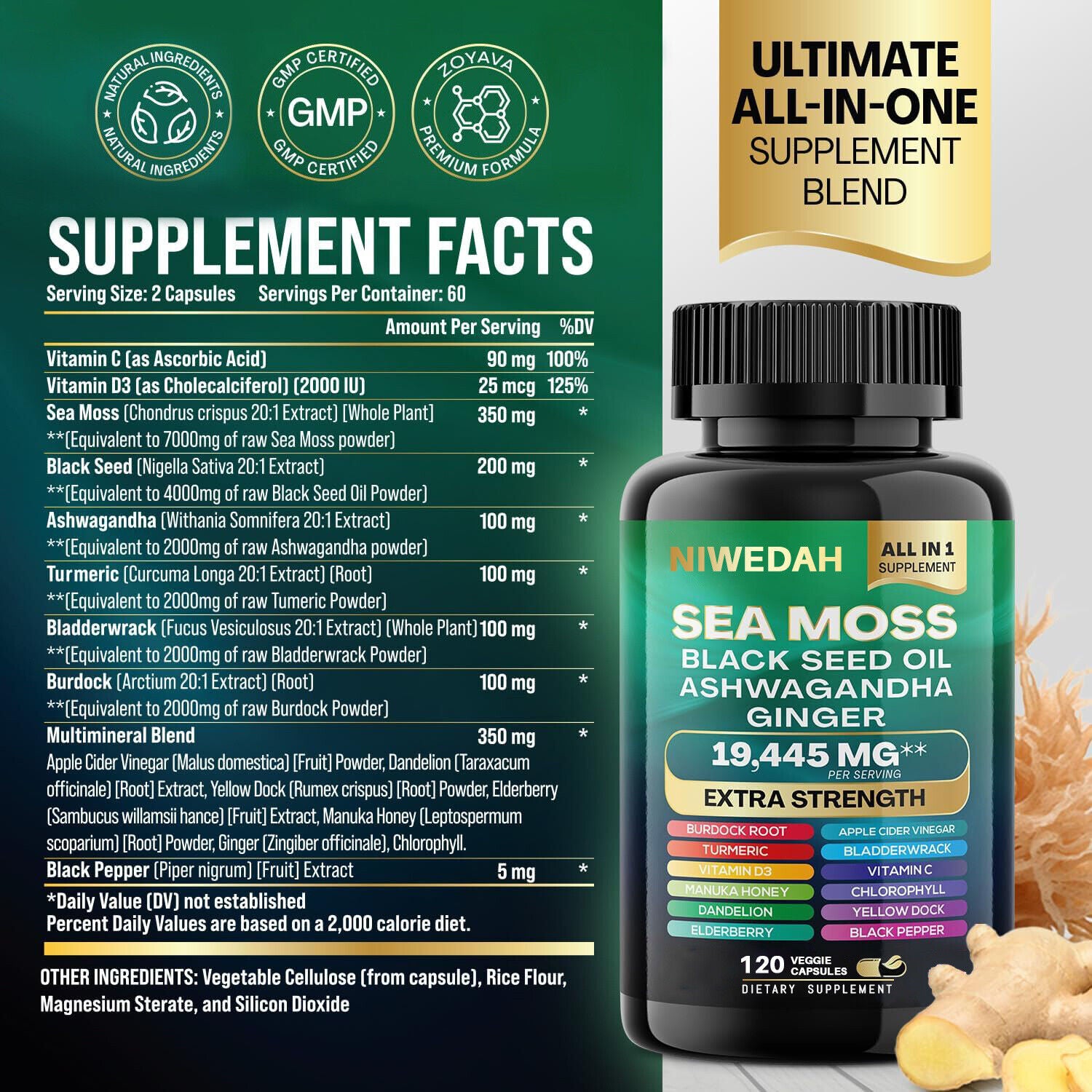Dynamic Vitality Bundle Sea Moss Black Seed Oil 120 Veggie Capsules+Shilajit