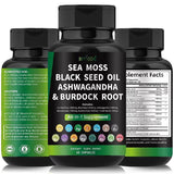 Certified Organic Sea Moss Capsules Irish Sea Moss Bladderwrack Burdock Root