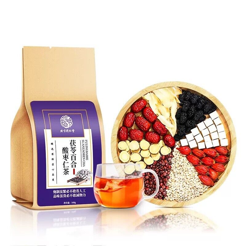 同仁堂酸枣仁百合茯苓茶莲子栀子茶袋装睡眠茶160g TongRenTang Sour Jujube Kernel Lily Poria Tea Main image