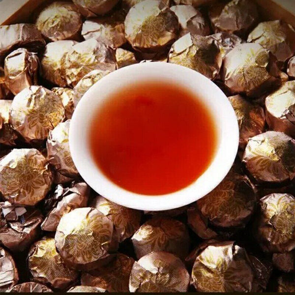 Yunnan Aged Shu Puerh Tea Ripe Mini Puer Tuocha with Chrysanthemum 500g
