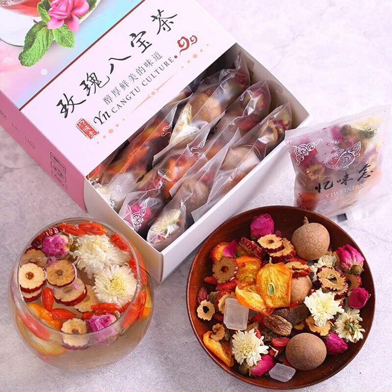 Includes Longan Rose Jujube Herbal Tea Beauty Skin 180g 15 Pcs Natural Babao Tea