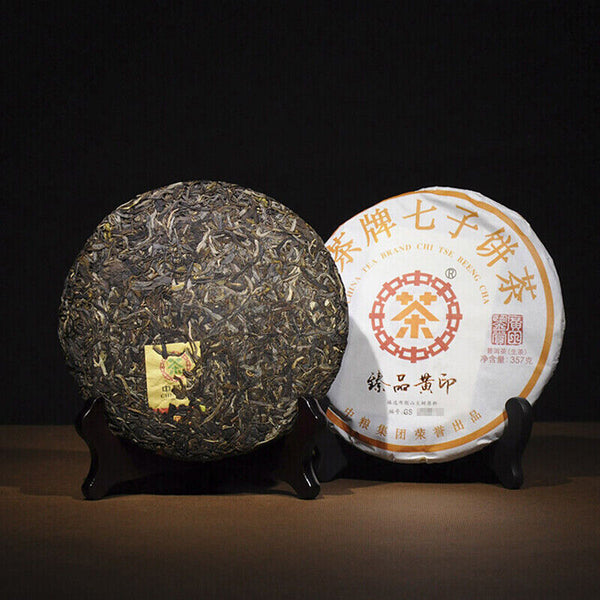 CHINATEA Brand Zhenpin Huangyin Pu-erh Tea Cake 357g Raw Puer Puerh Green