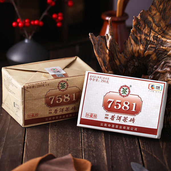 Puer Tea Chinatea Cofco Brand 7581 Pu-erh Tea Brick 250g Ripe Brick Puerh