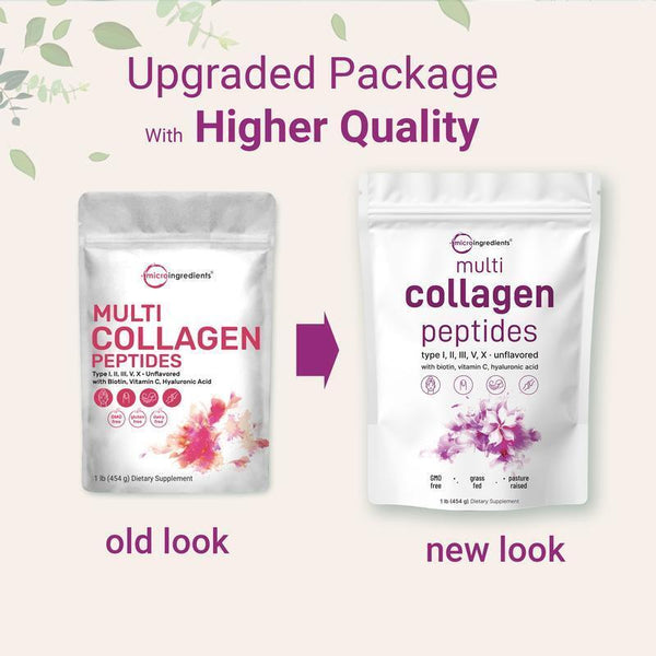 Multi Collagen Peptides Powder – Hydrolyzed Protein, Types I, II, III, V, X