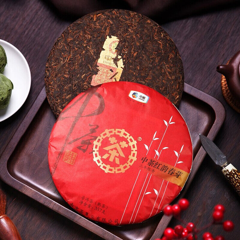 ChinaTea Red Rhyme Spring Bud  Yunnan Menghai Pu'er Tea Ripe Cooked Tea 357g