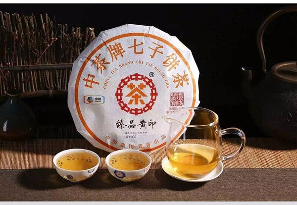 CHINATEA Brand Zhenpin Huangyin Pu-erh Tea Cake 357g Raw Puer Puerh Green