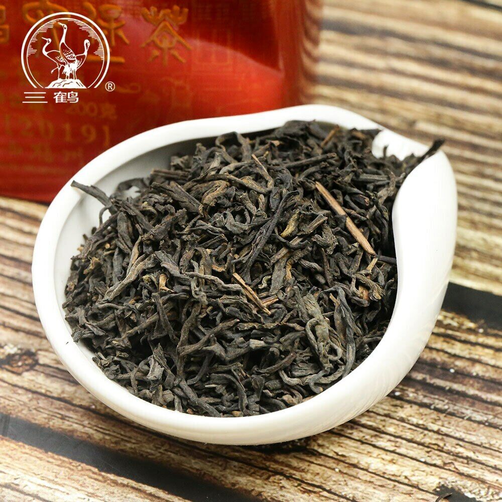 Three Cranes Sanhe  Liu Bao Tea Dark Tea Heicha Wuzhou Teas Red Jar 200g