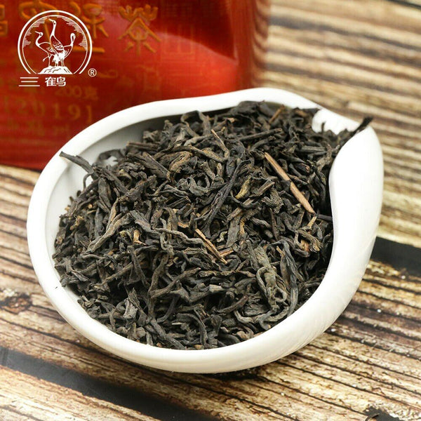 Three Cranes Sanhe  Liu Bao Tea Dark Tea Heicha Wuzhou Teas Red Jar 200g