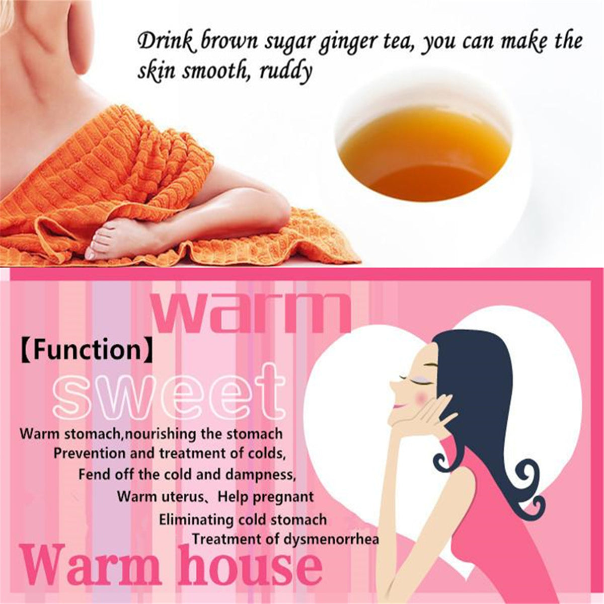 TemuTea 1-50 pcs Sweet Brown Sugar Ginger Tea Candy Instant Tea Women Health Care Nourishing Black Tea