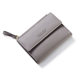 Hasp & Zipper Short Standard Wallet, Hot Fashion PU Leather Solid Coin Card Purse Wallets For Women Lady Clutch Carteras