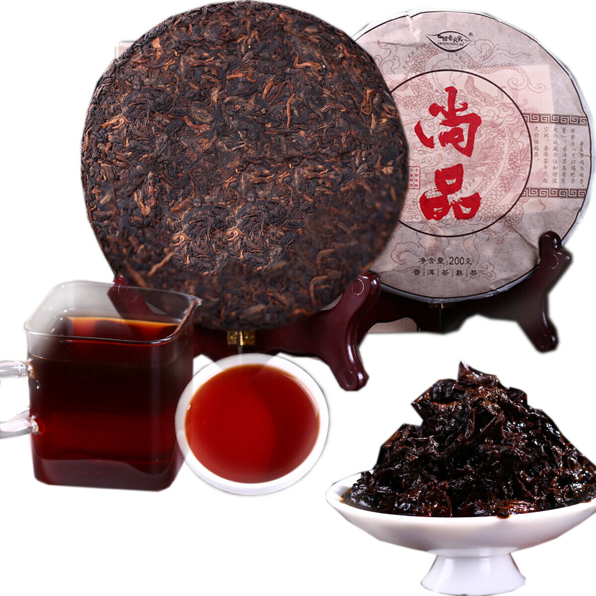 Pu erh Cooked Tea Yunnan Brown High Mountain Ecological Ripe Puer Tea Cake 200g Secondary image