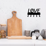 Love with Dog Paw #1 Key Rack Hanger & Dog Leash Organizer- Metal Wall Art
