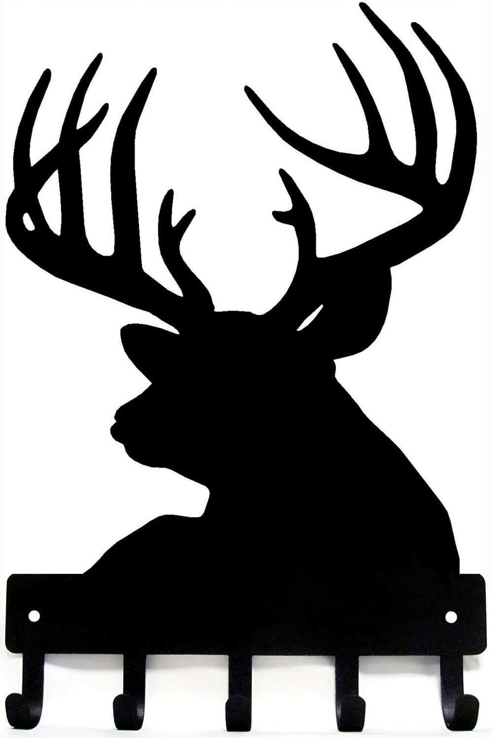 Buck Head Deer Key Rack Hanger - 6 inch Wide/9 inch Wide Metal Wall Art