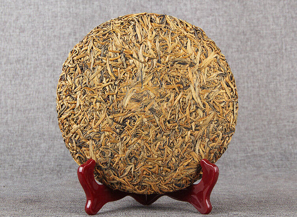 Nonpareil Organic Yunnan Golden Bud Cake Compressed Tea Dian Hong Black Tea 357g