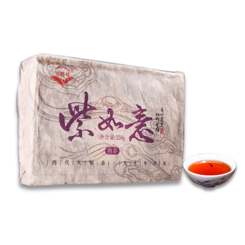 Top-Grade Black Tea Natural Pu-Erh Ripe Tea Purple Bud Fermented Tea Brick 250g Main image