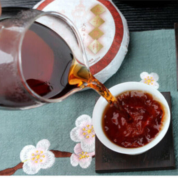 Wu Zi Deng Ke Ripe Puer Tea Menghai Dayi Ripe Pu-erh Tea Cake150g