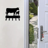 Cow and Calf Cattle Farm Key Rack - 6 inch Wide Metal Wall Art